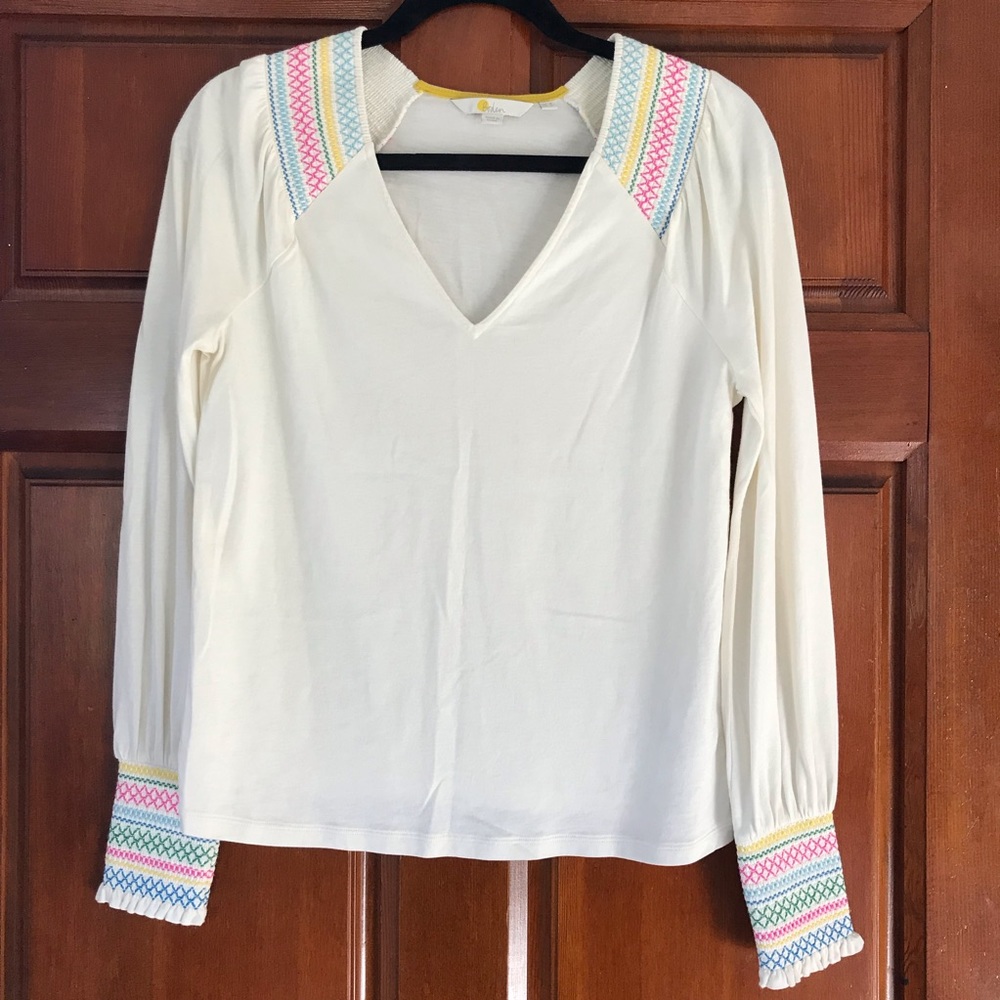 Boden Long Sleeve Top with Embroidery